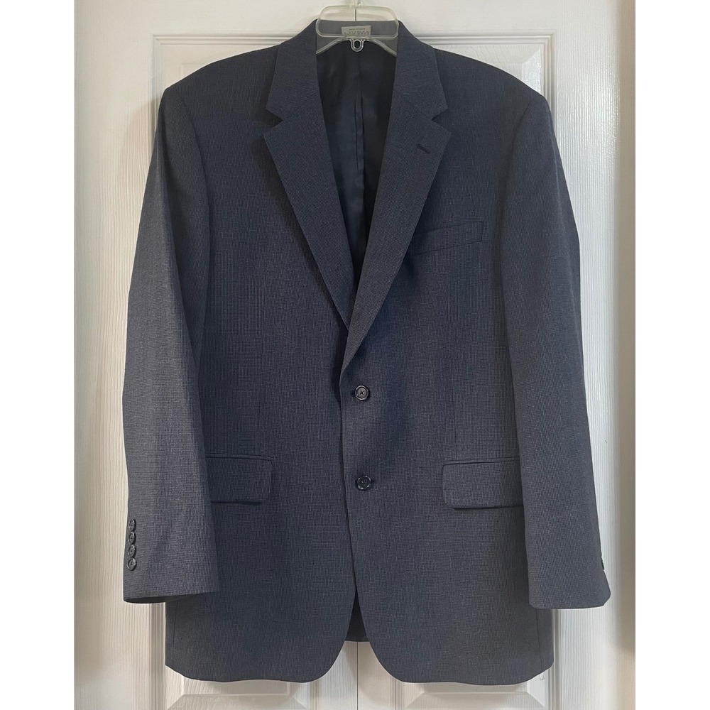 Jos. A Bank Men's Dark Navy Black Wool Blend Sport Coat Blazer Suit Jacket 42R